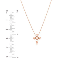 Olas d'Oro - 14K Rose Gold Beaded Mini Cross Adjustable Necklace - 2.59 Grams