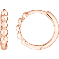 Olas d'Oro - 14K Rose Gold Beaded Mini Huggie Earrings - Lightweight and Elegant