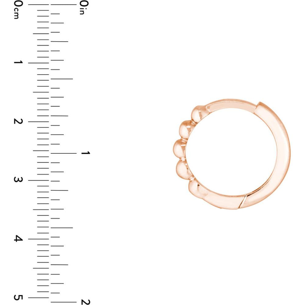 Olas d'Oro - 14K Rose Gold Beaded Mini Huggie Earrings - Lightweight and Elegant