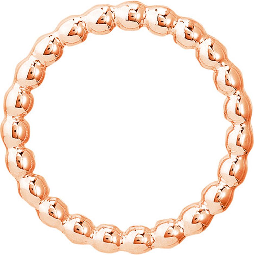 Olas d'Oro - 14K Rose Gold Beaded Wire Ring - Size 7 - 1.60 Grams Weight
