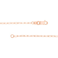 Olas d'Oro - 14K Rose Gold Block Initial Paper Clip Necklace - Adjustable 16-18" Length