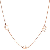 Olas d'Oro - 14K Rose Gold Block Initials Station Necklace for Women