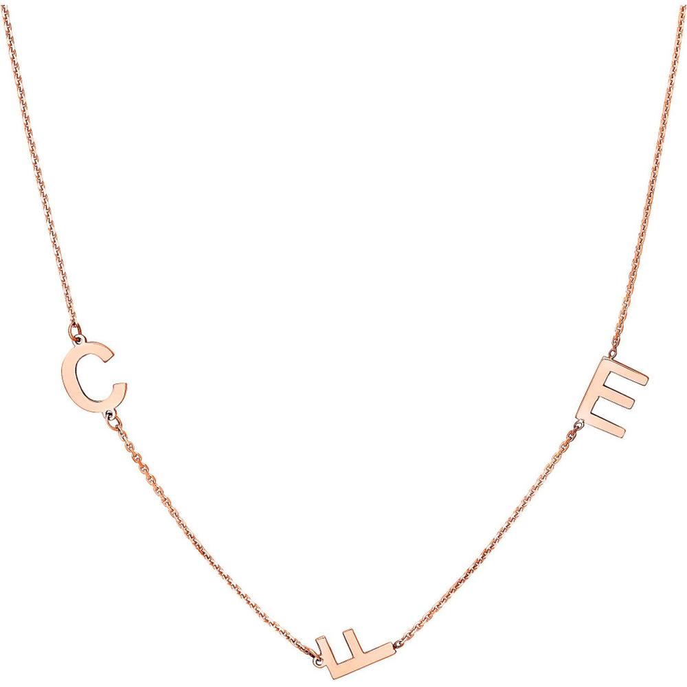 Olas d'Oro - 14K Rose Gold Block Initials Station Necklace for Women