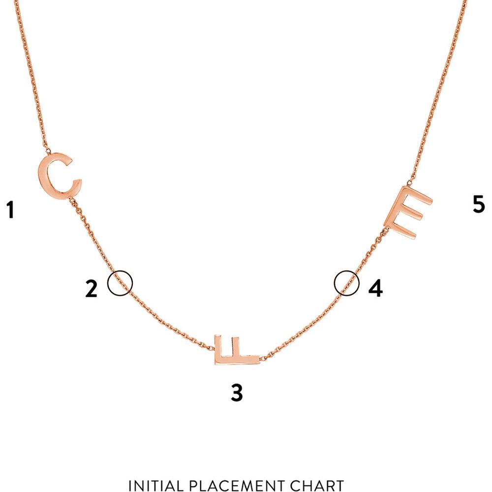 Olas d'Oro - 14K Rose Gold Block Initials Station Necklace for Women