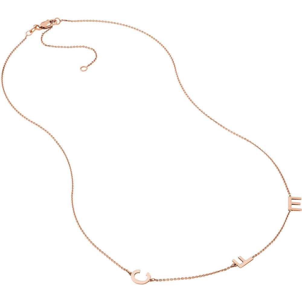 Olas d'Oro - 14K Rose Gold Block Initials Station Necklace for Women