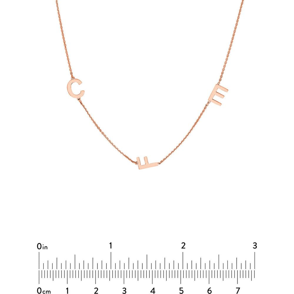 Olas d'Oro - 14K Rose Gold Block Initials Station Necklace for Women