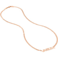 Olas d'Oro - 14K Rose Gold Block Nameplate Curb Chain Necklace - 5mm Block Font with Lobster Clasp - 6.90 Grams