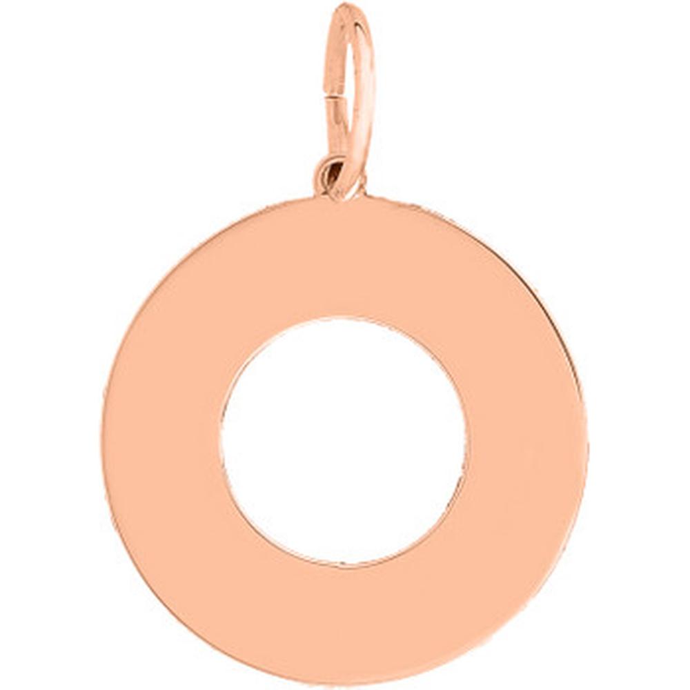 Olas d'Oro - 14K Rose Gold Circle Cutout Engravable Charm - 18mm
