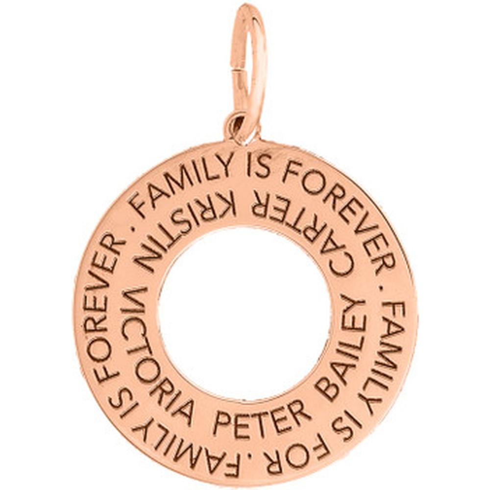 Olas d'Oro - 14K Rose Gold Circle Cutout Engravable Charm - 18mm