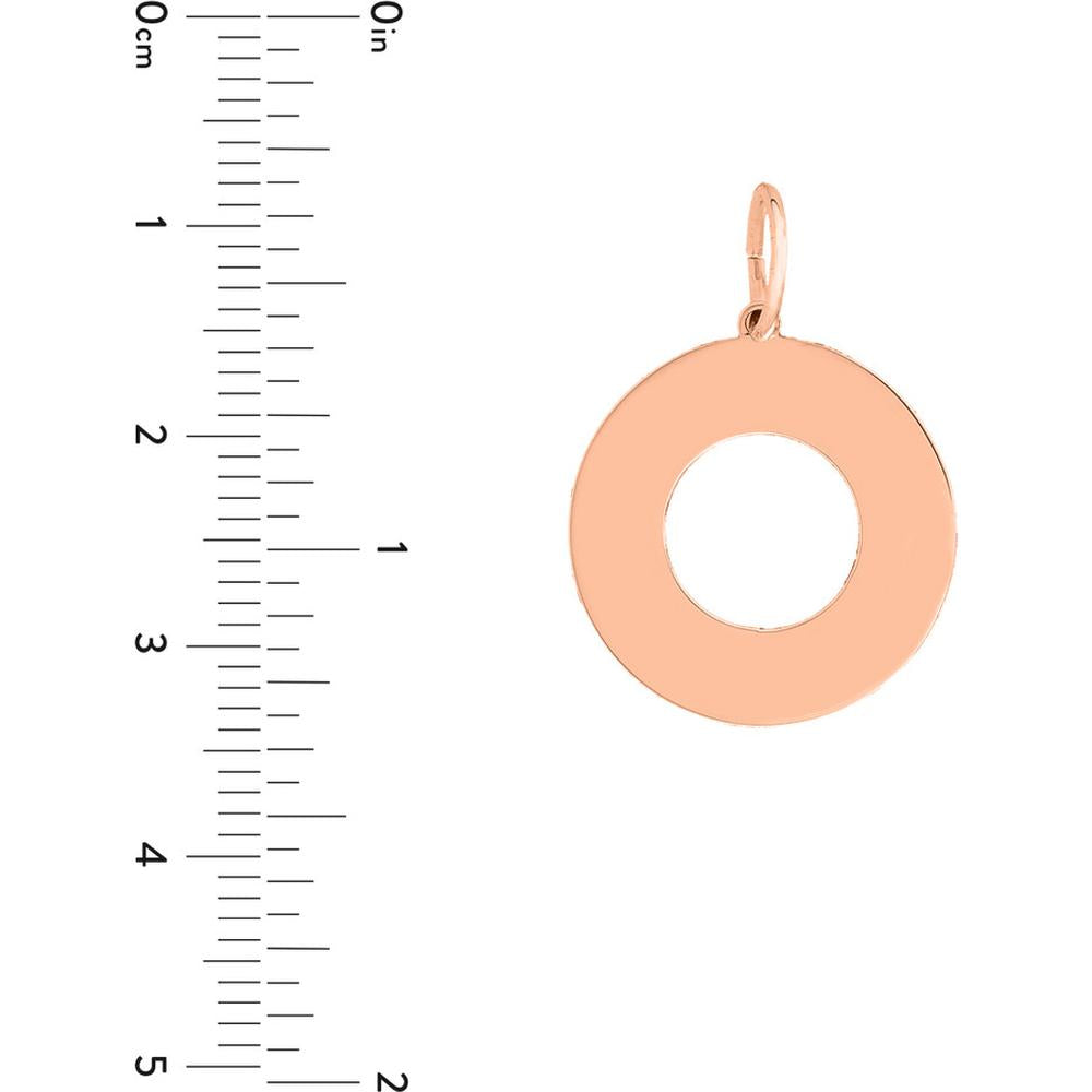 Olas d'Oro - 14K Rose Gold Circle Cutout Engravable Charm - 18mm