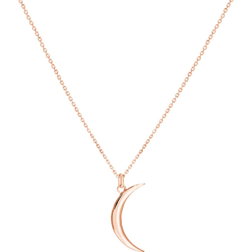 Olas d'Oro - 14K Rose Gold Crescent Moon Pendant Necklace with Adjustable Chain - 2.10 Grams