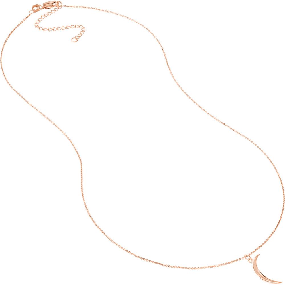 Olas d'Oro - 14K Rose Gold Crescent Moon Pendant Necklace with Adjustable Chain - 2.10 Grams