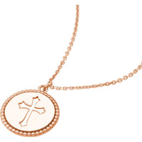 Olas d'Oro - 14K Rose Gold Cross Cutout Beaded Medallion Pendant Necklace