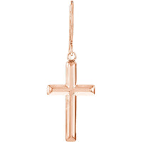 Olas d'Oro - 14K Rose Gold Cross Dangle Earrings with Fish Hook Closure - 1.55 Grams Total Weight