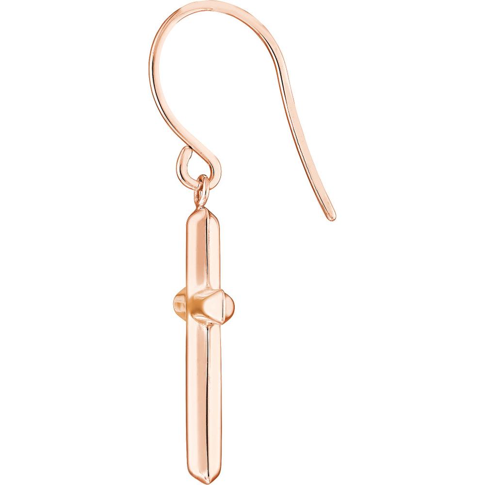 Olas d'Oro - 14K Rose Gold Cross Dangle Earrings with Fish Hook Closure - 1.55 Grams Total Weight