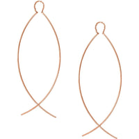 Olas d'Oro - 14K Rose Gold Curved Wire Threader Earrings Fluid Design with Delicate Movement