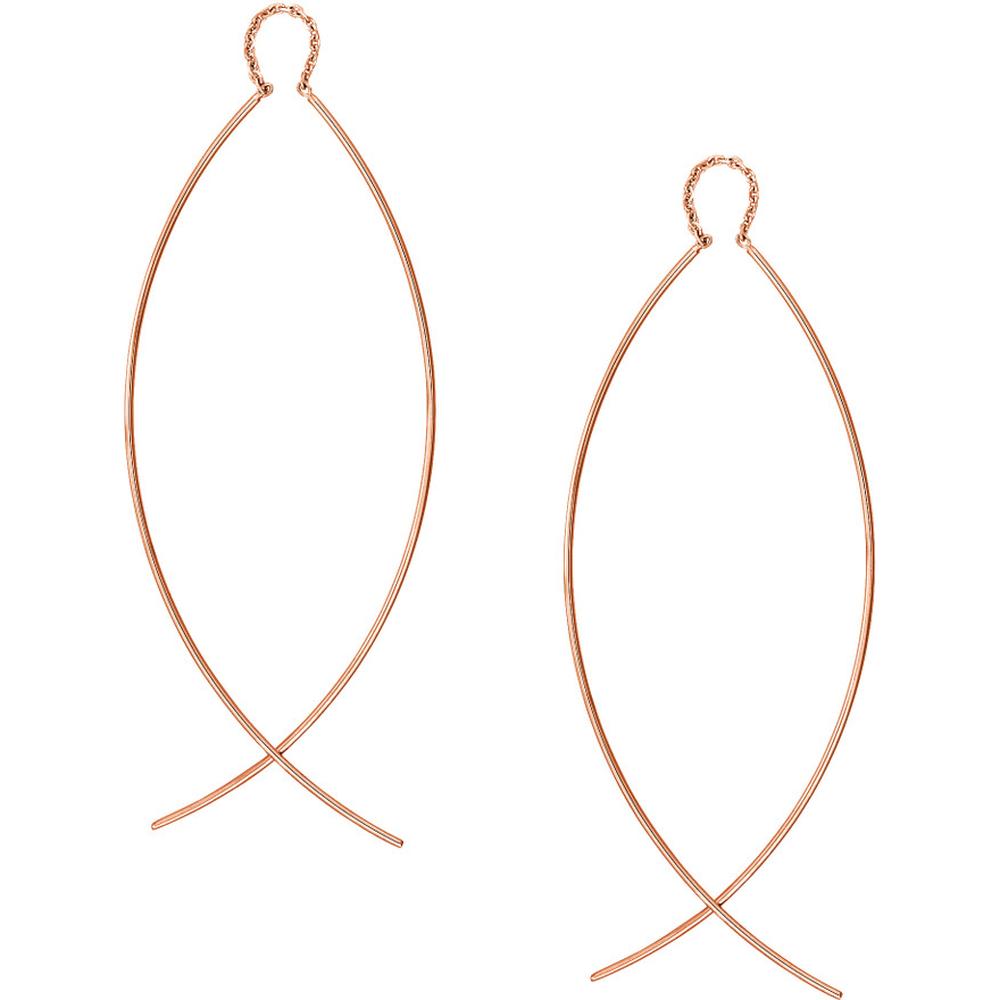 Olas d'Oro - 14K Rose Gold Curved Wire Threader Earrings Fluid Design with Delicate Movement