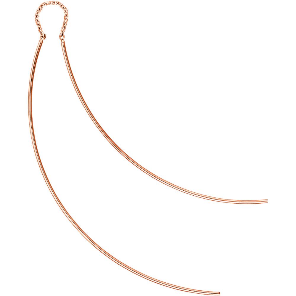 Olas d'Oro - 14K Rose Gold Curved Wire Threader Earrings Fluid Design with Delicate Movement