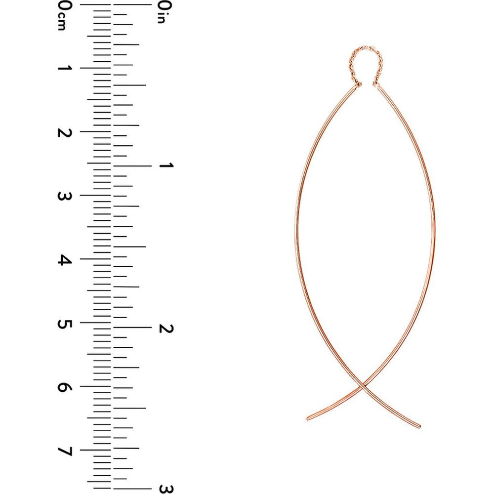 Olas d'Oro - 14K Rose Gold Curved Wire Threader Earrings Fluid Design with Delicate Movement