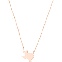 Olas d'Oro - 14K Rose Gold Customizable State Pendant Necklace - Option for Diamond Bezel