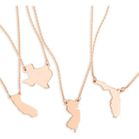 Olas d'Oro - 14K Rose Gold Customizable State Pendant Necklace - Option for Diamond Bezel