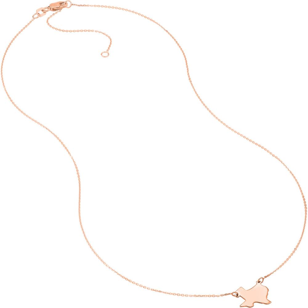 Olas d'Oro - 14K Rose Gold Customizable State Pendant Necklace - Option for Diamond Bezel