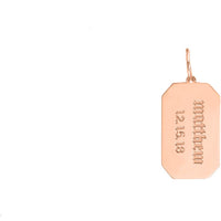 Olas d'Oro - 14K Rose Gold Cutoff Rectangular Engravable Charm - Customizable Pendant