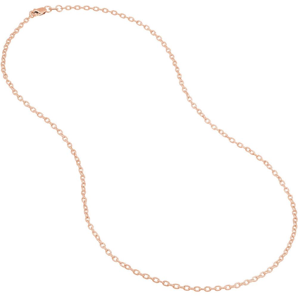 Olas d'Oro - 14K Rose Gold Designer 1.90mm Rolo Chain Necklace - 24" Length