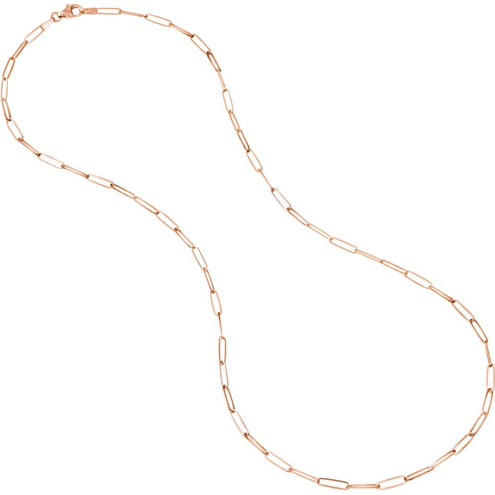 Olas d'Oro - 14K Rose Gold Designer Long Link Chain Necklace - 30 Inch, 2.6mm Wide