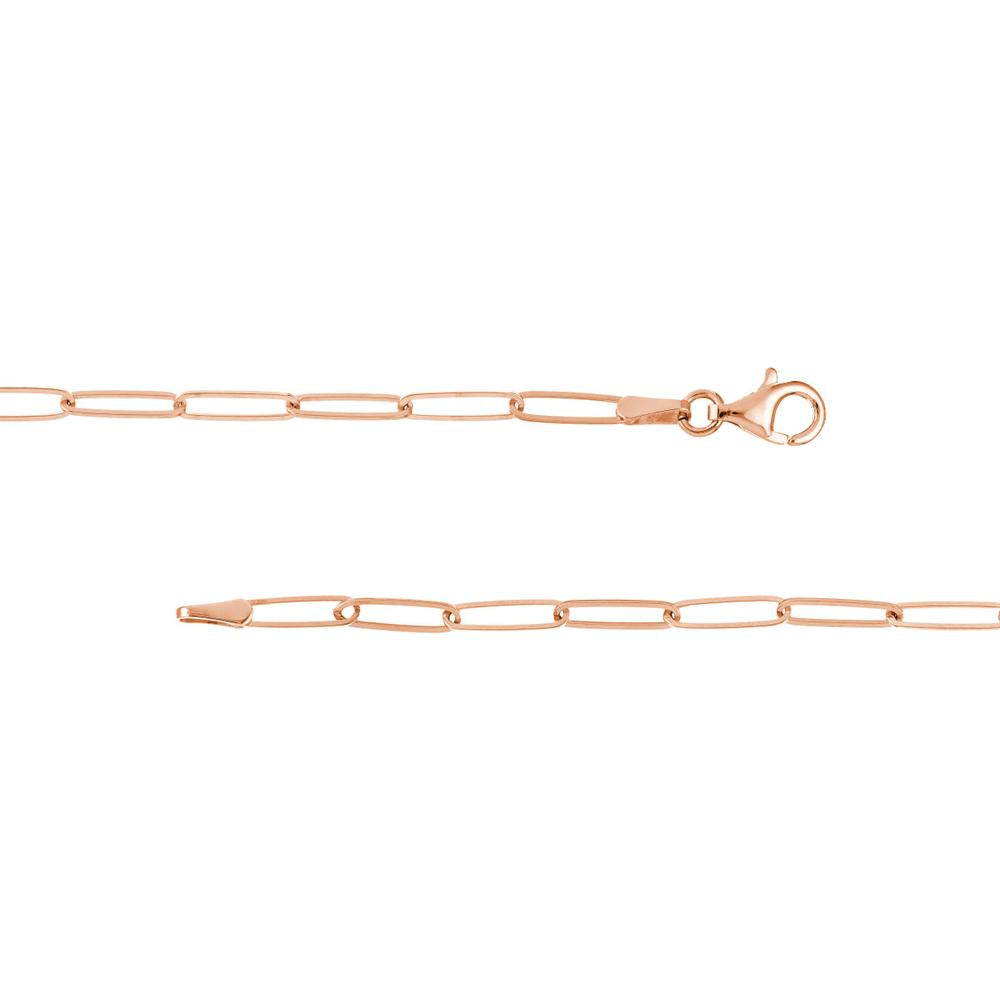 Olas d'Oro - 14K Rose Gold Designer Long Link Chain Necklace - 30 Inch, 2.6mm Wide