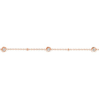 Olas d'Oro - 14K Rose Gold Diamond Bezel and Bead Adjustable Bracelet with 1/8 Carat Total Diamond Weight