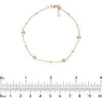 Olas d'Oro - 14K Rose Gold Diamond Bezel and Bead Adjustable Bracelet with 1/8 Carat Total Diamond Weight