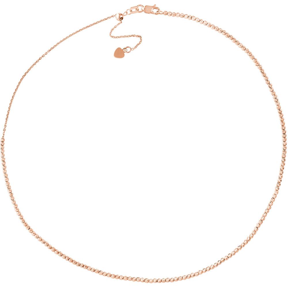 Olas d'Oro - 14K Rose Gold Diamond-Cut Bead Adjustable Choker - 2mm Beads