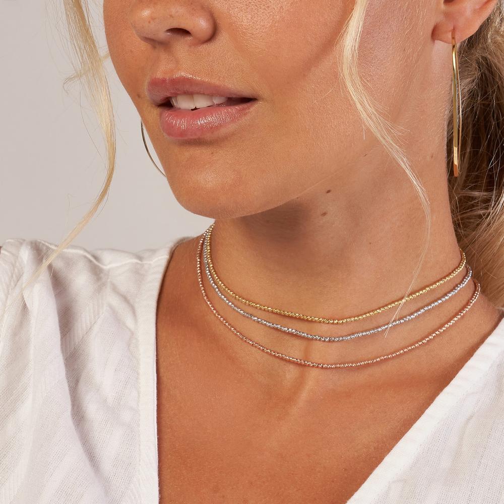 Olas d'Oro - 14K Rose Gold Diamond-Cut Bead Adjustable Choker - 2mm Beads