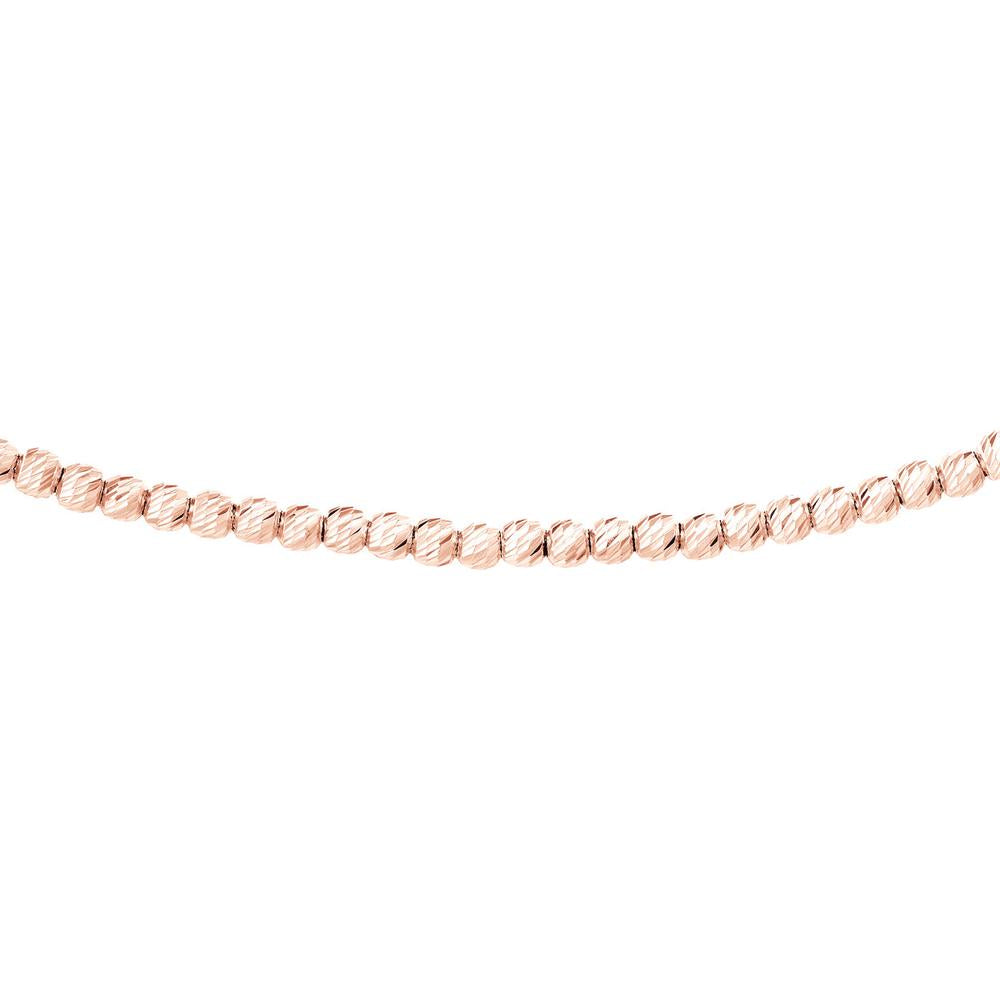Olas d'Oro - 14K Rose Gold Diamond-Cut Bead Adjustable Choker - 2mm Beads