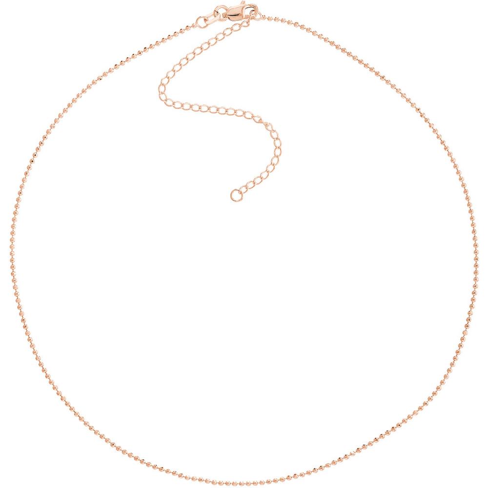 Olas d'Oro - 14K Rose Gold Diamond-Cut Bead Choker Necklace - Adjustable 13-16 Inches, 2.39 Grams