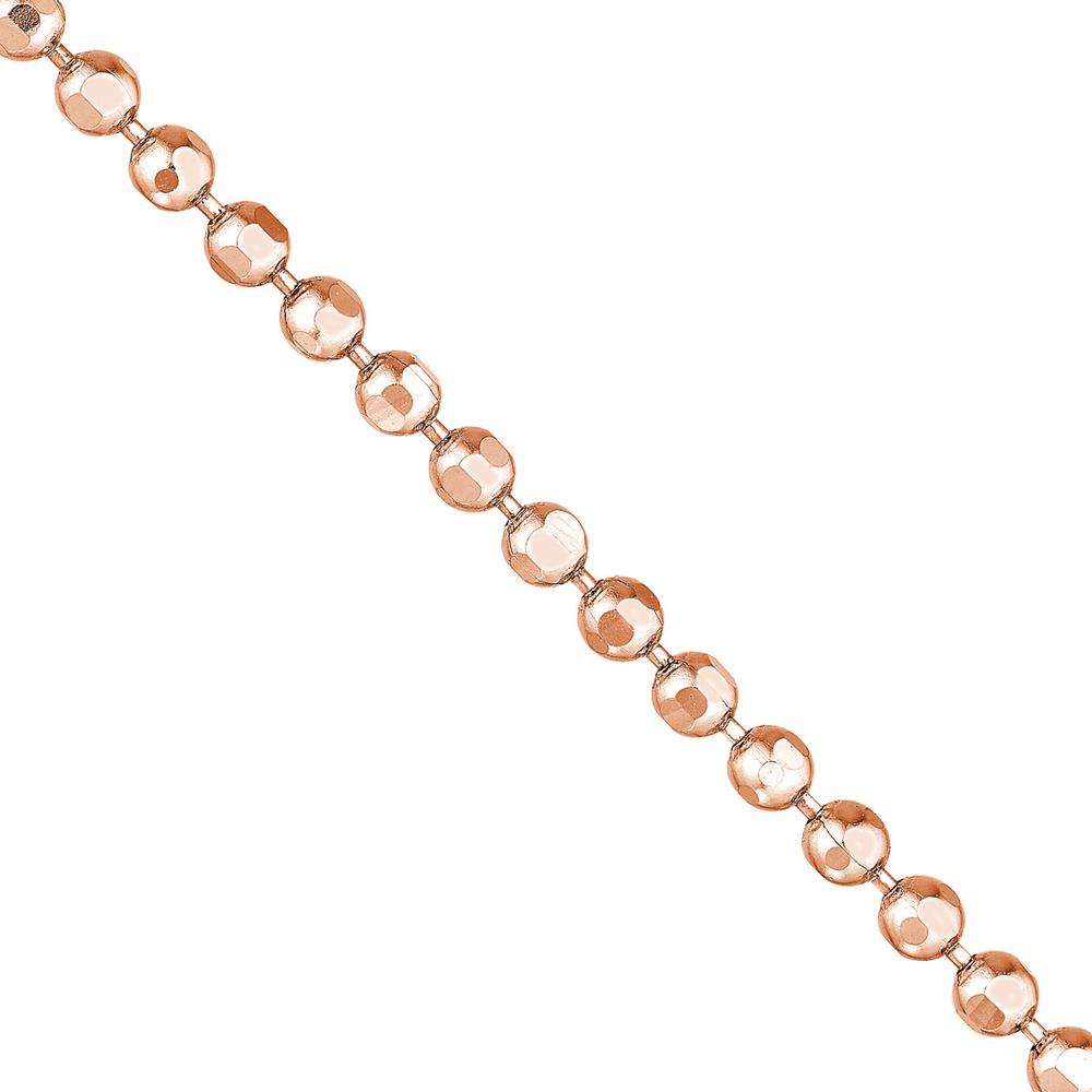 Olas d'Oro - 14K Rose Gold Diamond-Cut Bead Choker Necklace - Adjustable 13-16 Inches, 2.39 Grams