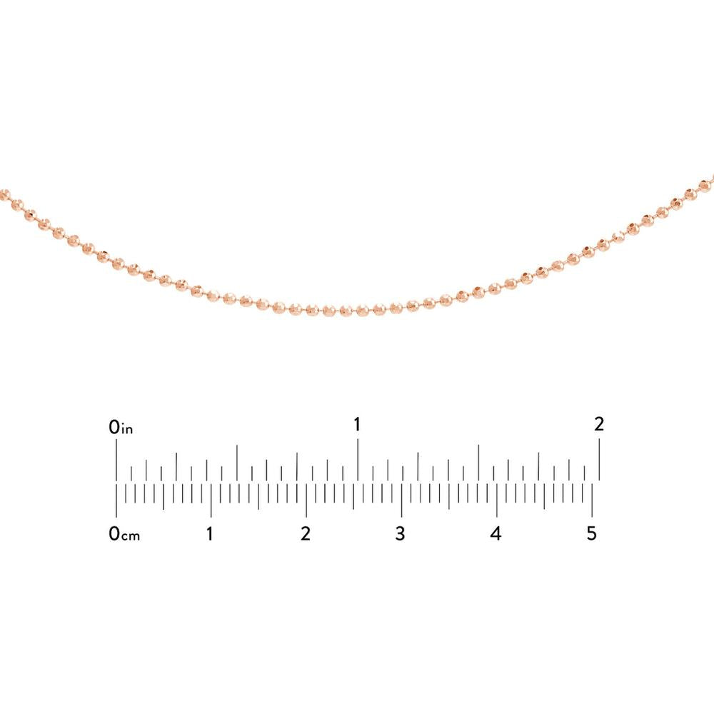 Olas d'Oro - 14K Rose Gold Diamond-Cut Bead Choker Necklace - Adjustable 13-16 Inches, 2.39 Grams