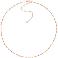 Olas d'Oro - 14K Rose Gold Diamond-Cut Bead Station Choker Chain Adjustable from 13 to 16 Inches