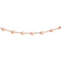 Olas d'Oro - 14K Rose Gold Diamond-Cut Bead Station Choker Chain Adjustable from 13 to 16 Inches