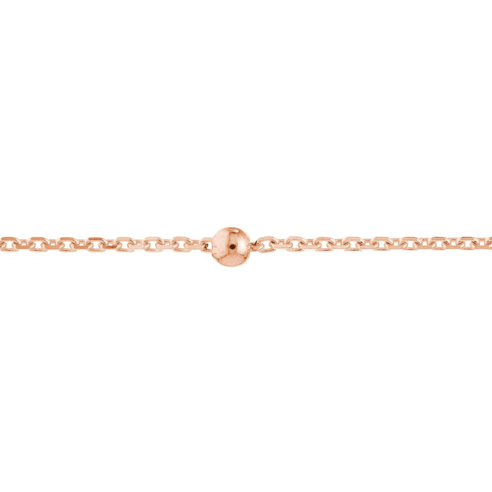 Olas d'Oro - 14K Rose Gold Diamond-Cut Cable Chain Bracelet with Bead Stations