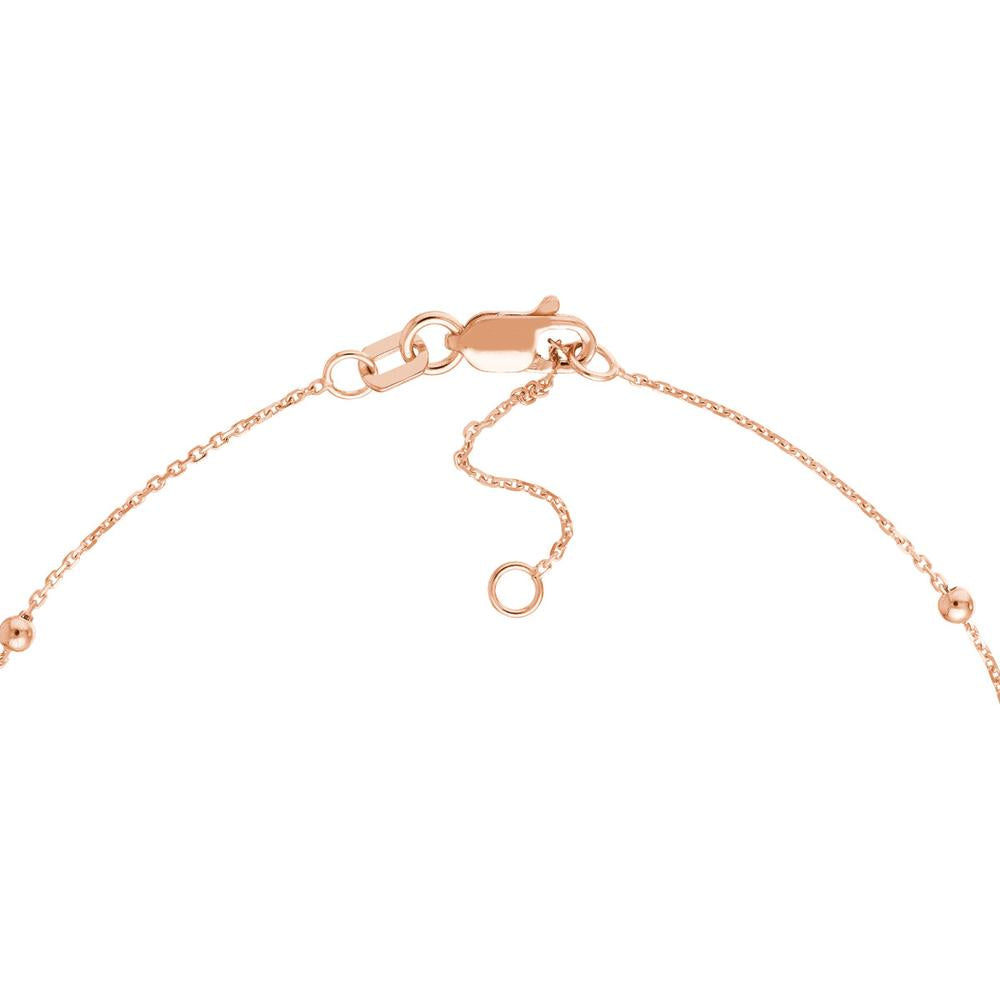 Olas d'Oro - 14K Rose Gold Diamond-Cut Cable Chain Bracelet with Bead Stations