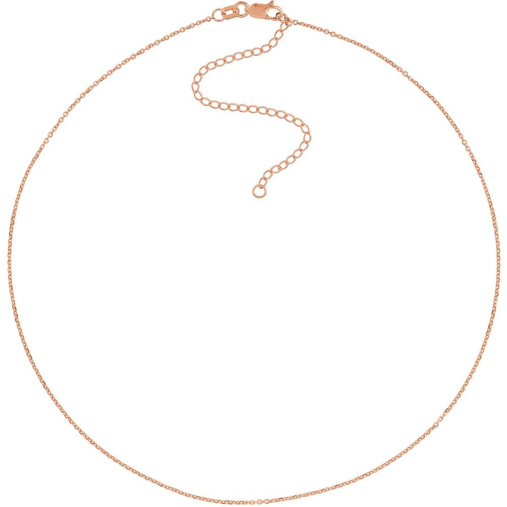Olas d'Oro - 14K Rose Gold Diamond-Cut Cable Choker Necklace - Adjustable 13-16 Inches