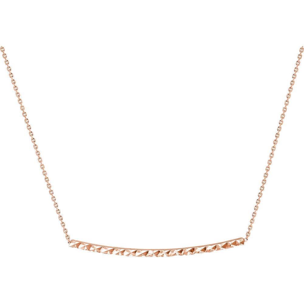 Olas d'Oro - 14K Rose Gold Diamond-Cut Curved Bar Adjustable Necklace - 2.25 Grams