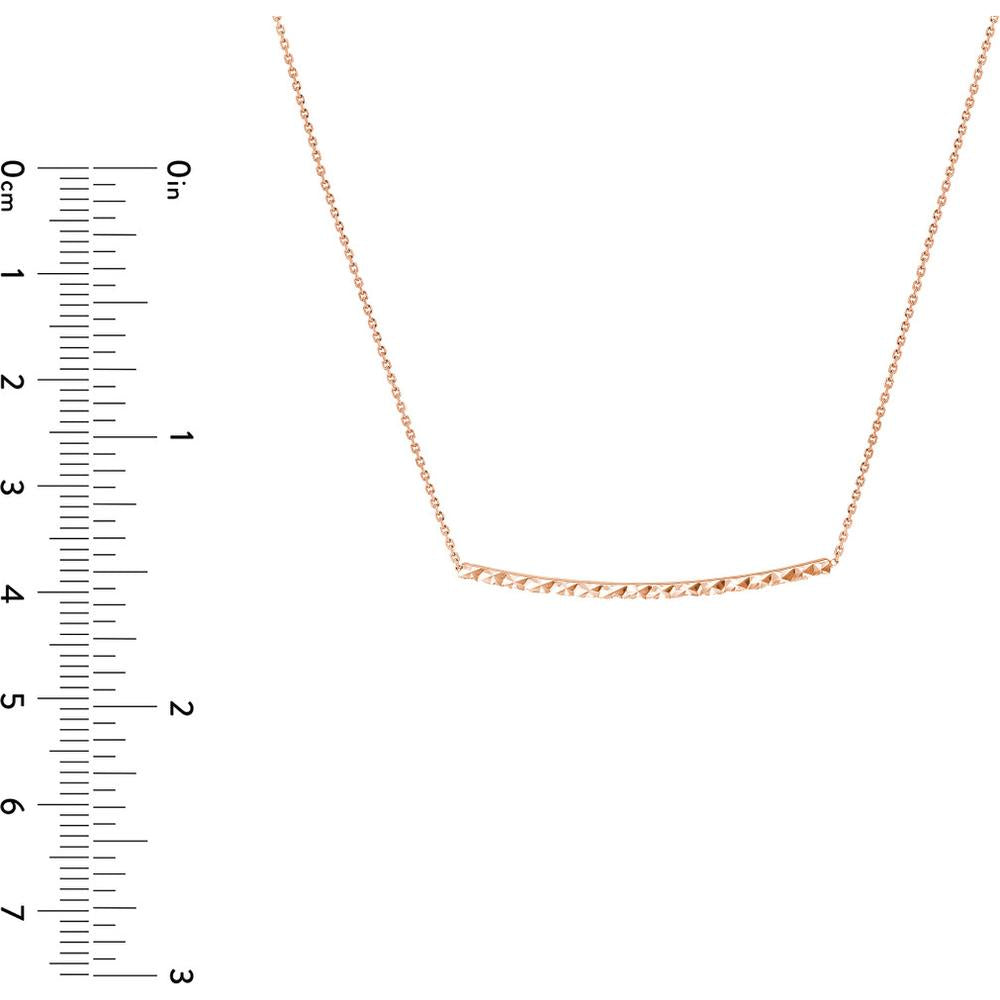 Olas d'Oro - 14K Rose Gold Diamond-Cut Curved Bar Adjustable Necklace - 2.25 Grams