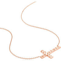 Olas d'Oro - 14K Rose Gold Diamond-Cut Sideways Cross Adjustable Necklace