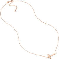 Olas d'Oro - 14K Rose Gold Diamond-Cut Sideways Cross Adjustable Necklace