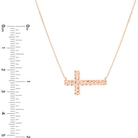 Olas d'Oro - 14K Rose Gold Diamond-Cut Sideways Cross Adjustable Necklace