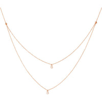 Olas d'Oro - 14K Rose Gold Diamond Drops Necklace with Bezel-Set Diamonds - 0.06 Carat Total Diamond Weight