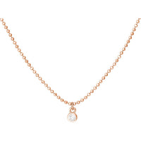 Olas d'Oro - 14K Rose Gold Diamond Drops Necklace with Bezel-Set Diamonds - 0.06 Carat Total Diamond Weight